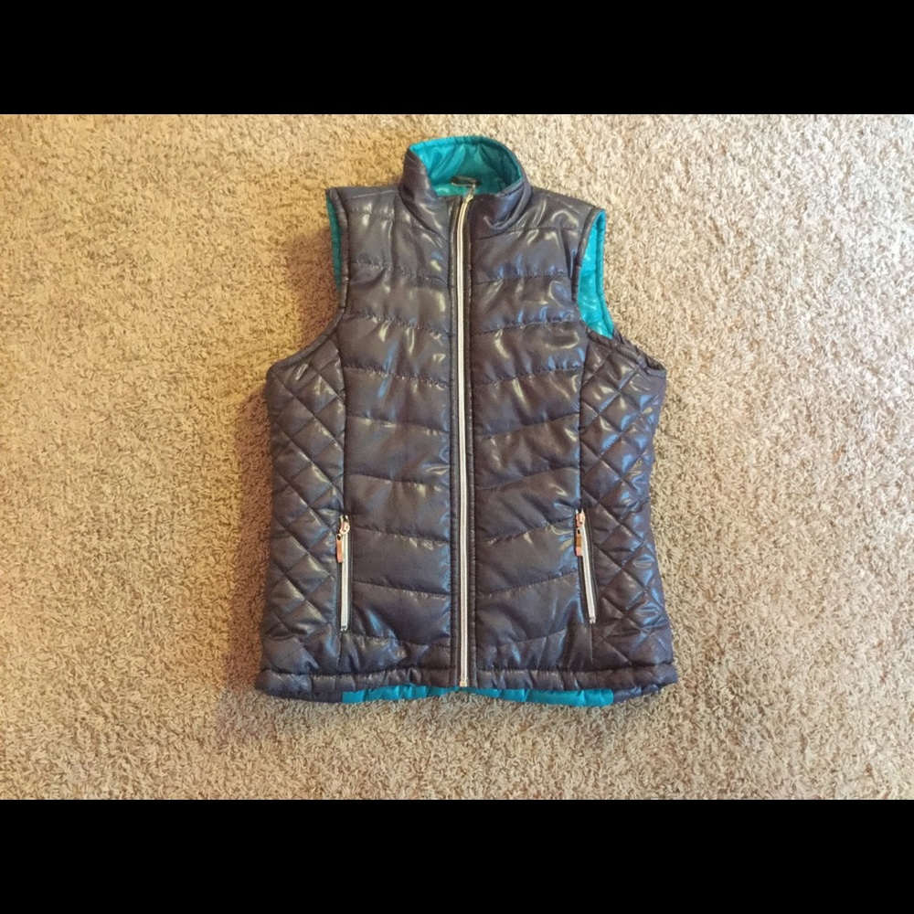 Gray and Teal Thick Reversible Vest